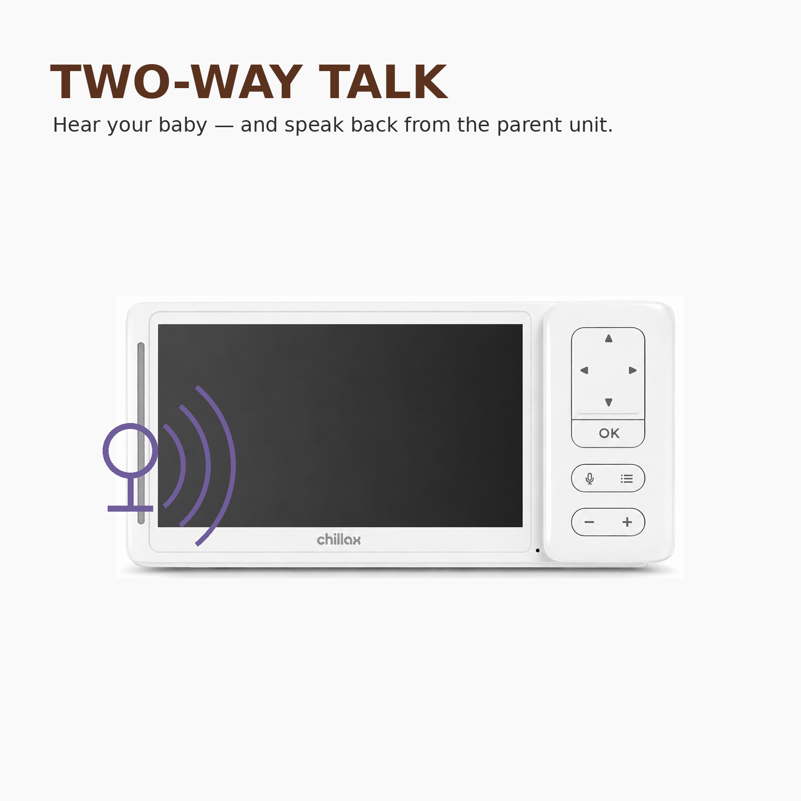 CHILLAX DM685PU Parent Unit Only for DM685 Baby Monitor – 5" 720p Display, Two-Way Talk, Physical Controls – Replacement Handheld Monitor, Camera Not Included