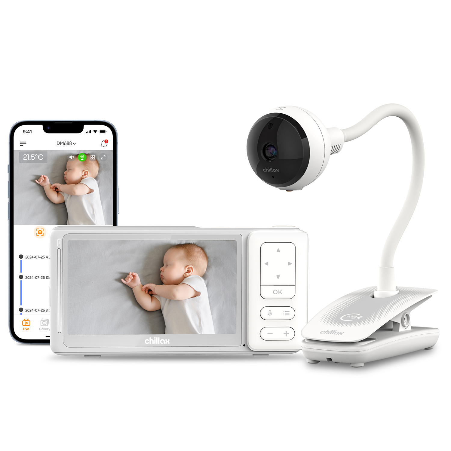DM688 Portable Smart Giraffe Clip 5" Smart Video Baby Monitor