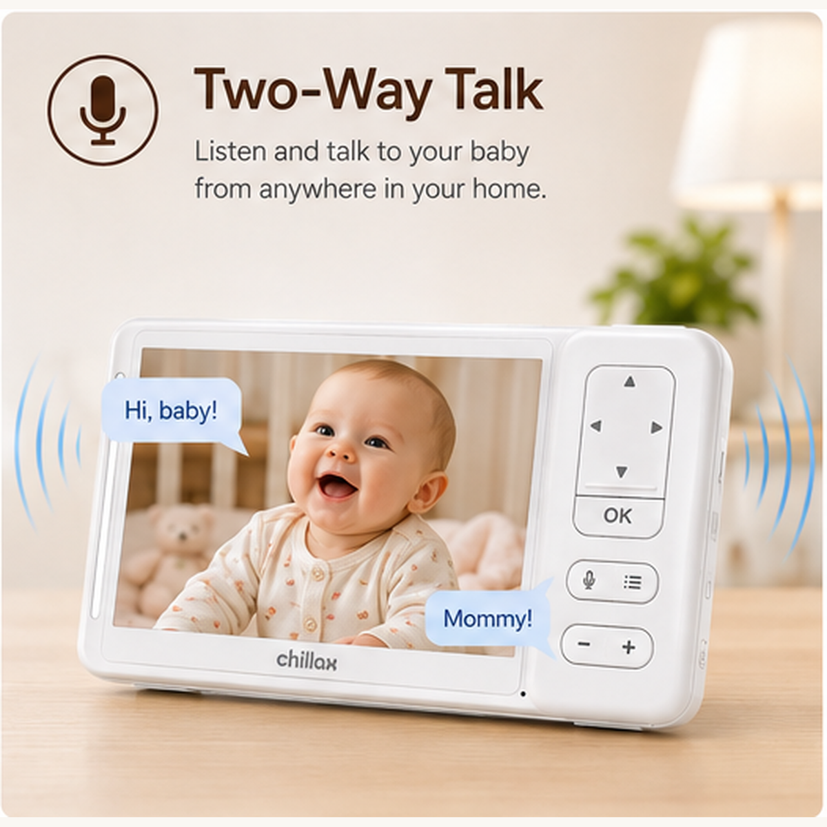 CHILLAX DM685PU Parent Unit Only for DM685 Baby Monitor – 5" 720p Display, Two-Way Talk, Physical Controls – Replacement Handheld Monitor, Camera Not Included